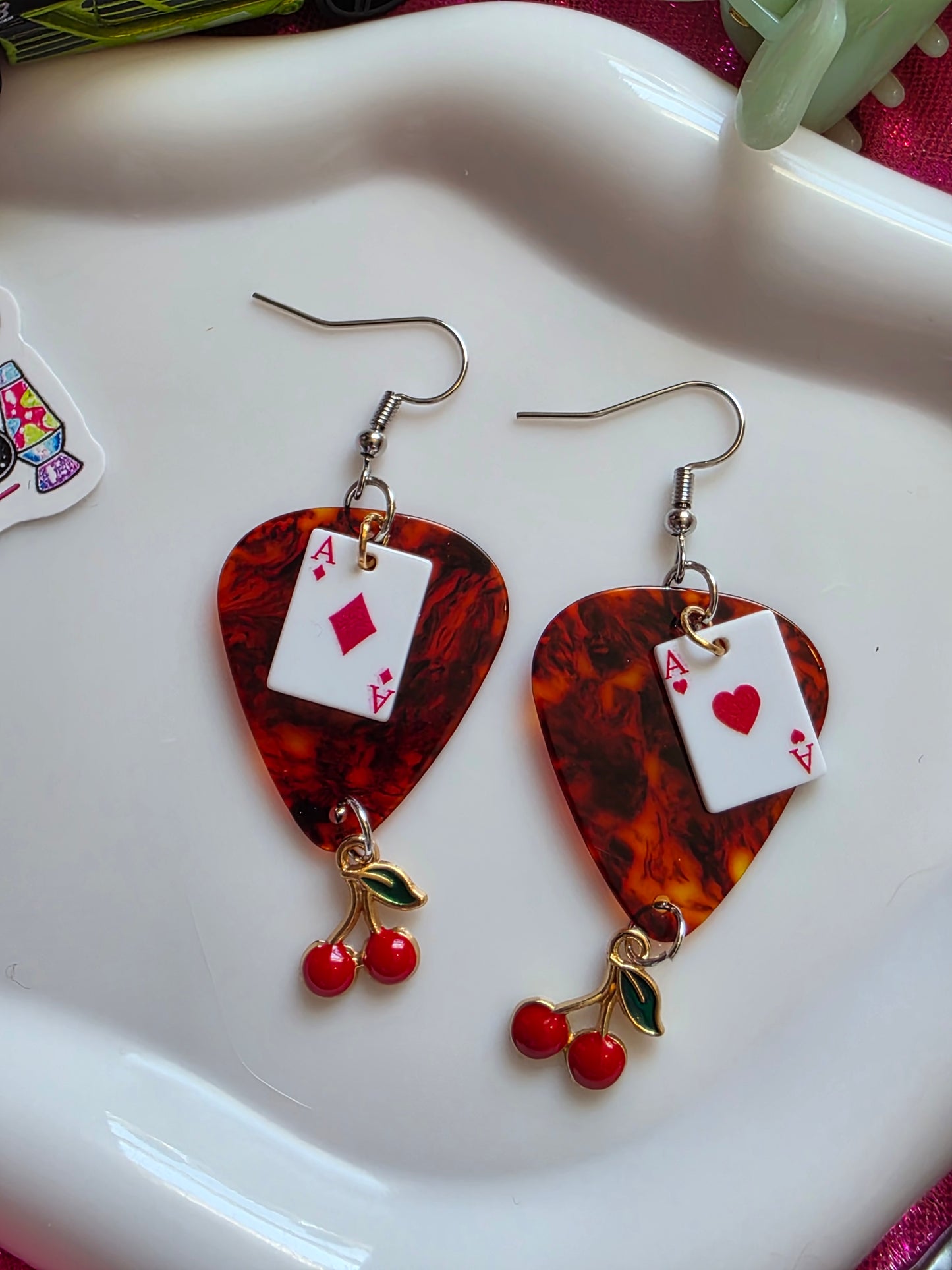 Cherry Jackpot Earrings 🍒♥️♠️♦️