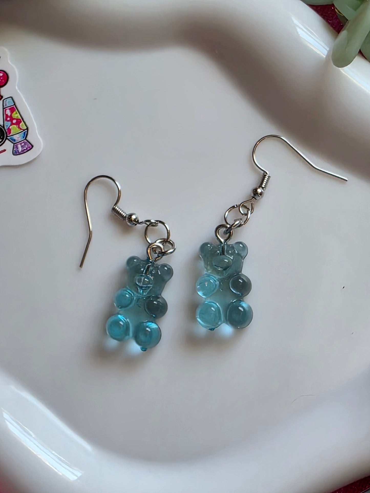 Blue Gummy Bear Dangle Earrings 🩵🐻
