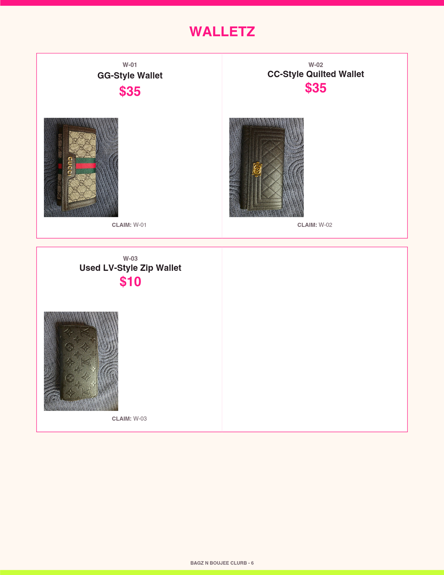 Bagz n Boujee Clurb catalog