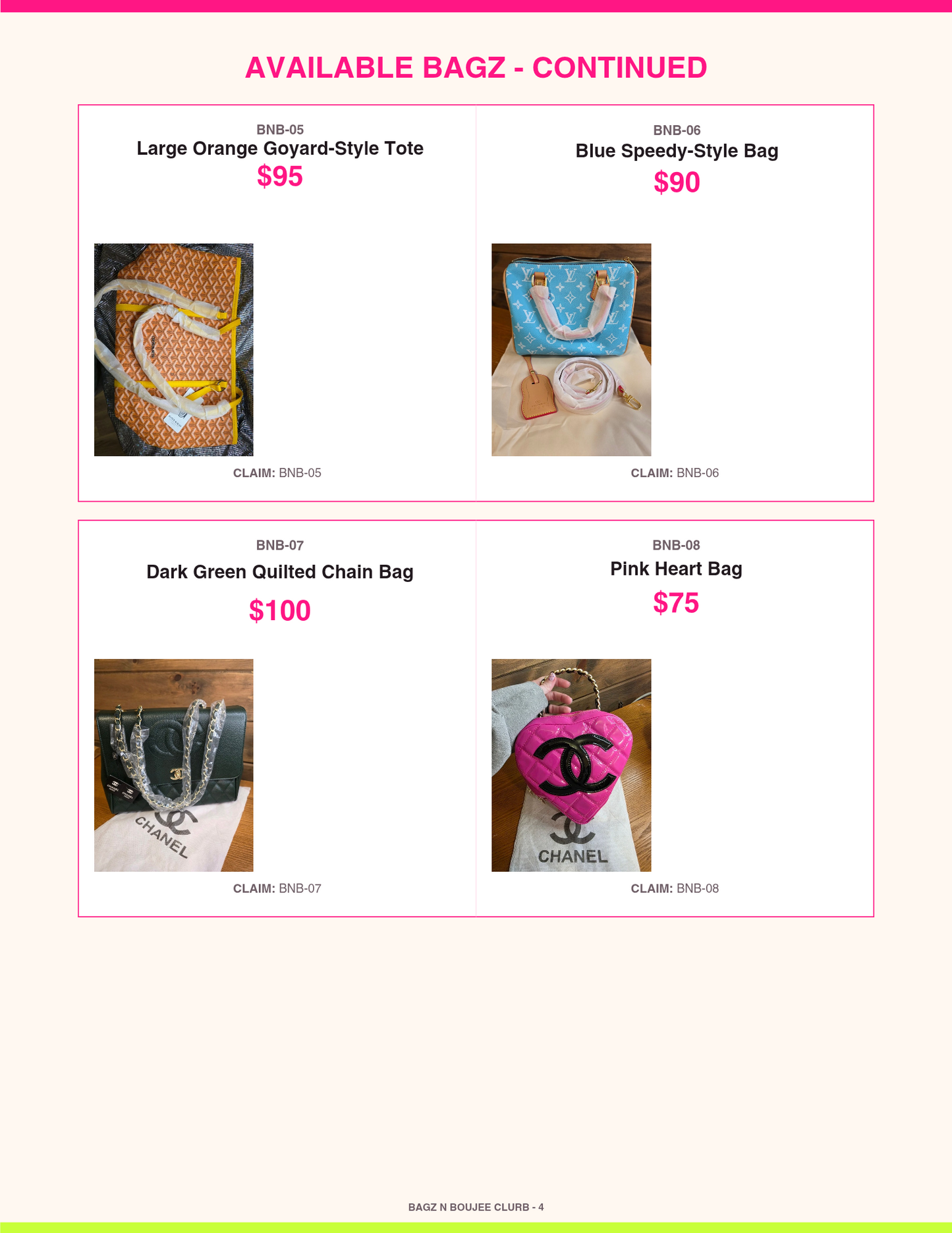 Bagz n Boujee Clurb catalog